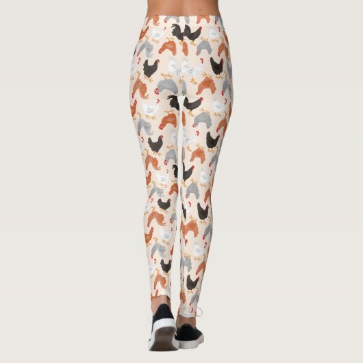Niedliche Hühner auf heller Beige Leggings (Rückseite)