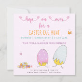 Niedliche Hühner für eine Ostereierjagd Einladung (Vorderseite)