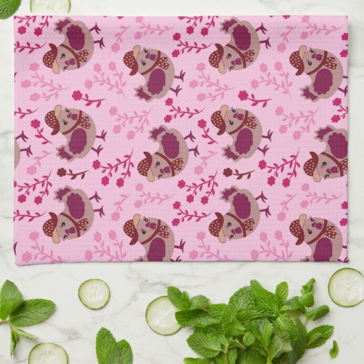 Niedliche Hühner Geschirrtuch (Gefaltet)