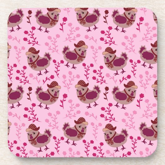 Niedliche Hühner Getränkeuntersetzer (Vorderseite)