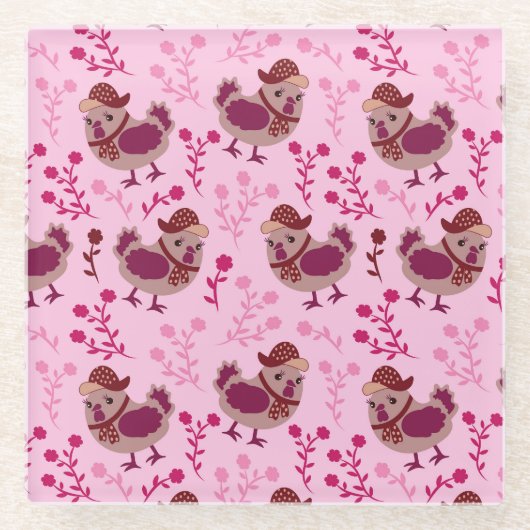 Niedliche Hühner Glasuntersetzer (Vorderseite)