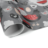 Niedliche Hühner Grau & Rot Moderne Rustikal Geschenkpapier (Rolleneckpunkt)