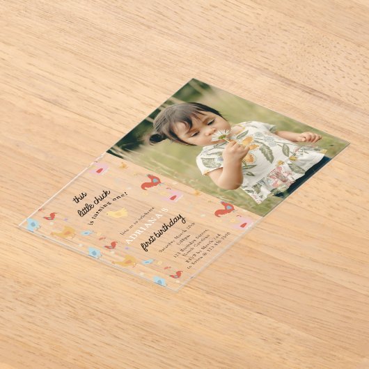 Niedliche Hühner Hühner Hühner Hühner Girl Erster Acryleinladungen (Ablage )