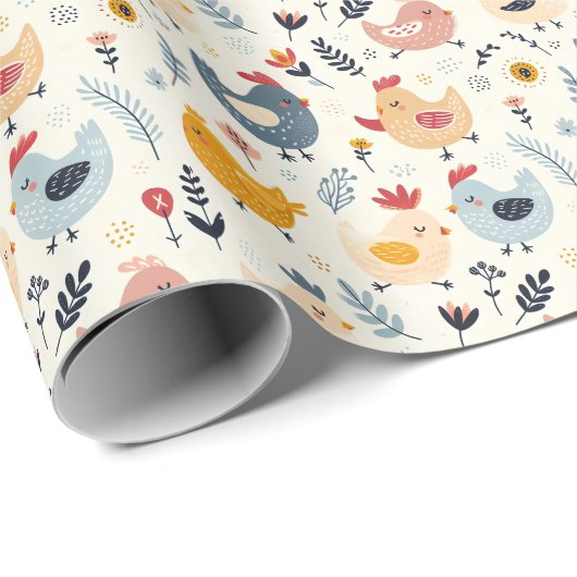 Niedliche Hühner im Betrieb Geschenkpapier (Rolleneckpunkt)