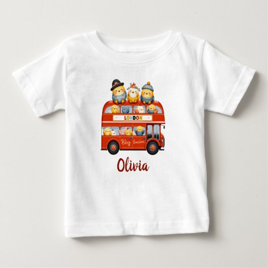 Niedliche Hühner im Londoner Doppelstockbus Baby T-shirt (Vorderseite)