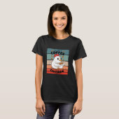 Niedliche Hühner-Kaffeetasse schwebende Kaffeebohn T-Shirt (Vorne ganz)