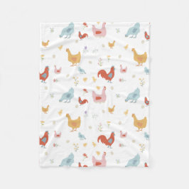 Niedliche Hühner und Babyhühner Fleecedecke