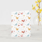 Niedliche Hühner und Babyhühner Karte (Gelbe Blume)