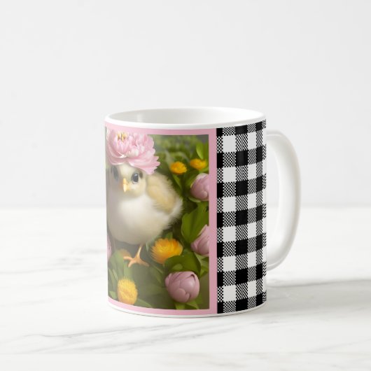 Niedliche Hühner und Blume Frühjahr Kaffeetasse (VorderseiteRechts)