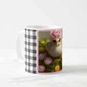 Niedliche Hühner und Blume Frühjahr Kaffeetasse (Vorderseite Links)