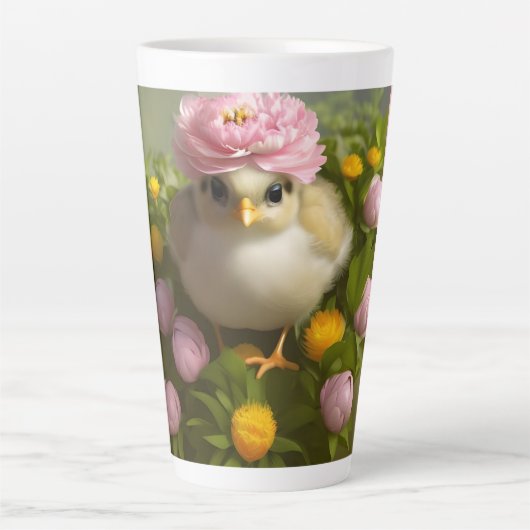 Niedliche Hühner und Blume Frühjahr Milchtasse (Vorderseite)