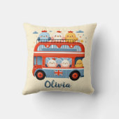 Niedliche Hühner und Hühner im Londoner Bus Kissen (Rückseite)