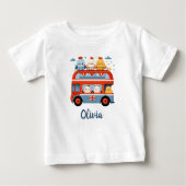 Niedliche Hühner und Londoner Bus Baby T-shirt (Vorderseite)