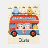 Niedliche Hühner und Londoner Bus Fleecedecke (Vorderseite)