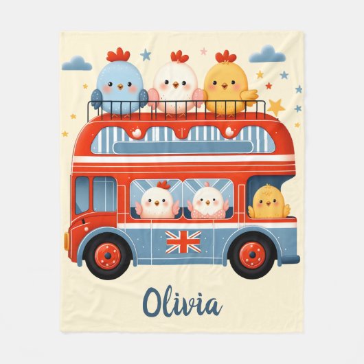 Niedliche Hühner und Londoner Bus Fleecedecke (Vorderseite)