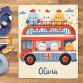 Niedliche Hühner und Londoner Bus Fleecedecke