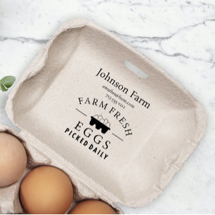Niedliche Hühnerfarm Frische Eier Faltschachtel mi Gummistempel