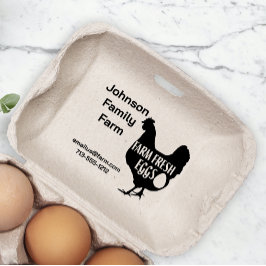 Niedliche Hühnerfarm Frische Eier Faltschachtel mi Gummistempel