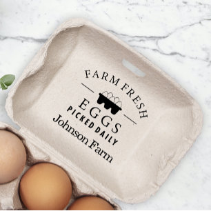 Niedliche Hühnerfarm Frische Eier Faltschachtel mi Gummistempel