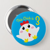 Niedliche Hühnerfarm Kids 1. Geburtstag Party Button (Vorne & Hinten)