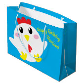 Niedliche Hühnerfarm Kids 1. Geburtstag Party Große Geschenktüte (Rückseite Schrägansicht)