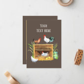 niedliche Hühnerfreunde fühlen sich wohl Mitteilungskarte (Vorderseite/Rückseite Beispiel)