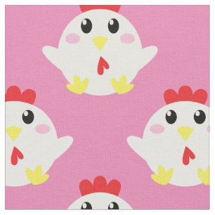 Niedliche Hühnerkids Farm Bird Cartoon Pink Girls Stoff