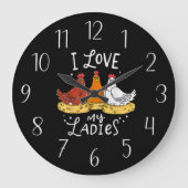 niedliche Hühnerliebhaber Wortart Große Uhr (Vorderseite)