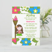 Niedliche Hula-Mädchen Geburtstagsfeier Einladung (Stehend Vorderseite)