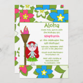 Niedliche Hula-Mädchen Geburtstagsfeier Einladung (Vorne/Hinten)