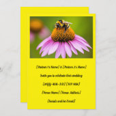 Niedliche Hummel auf Lila Hochzeit Einladung (Vorne/Hinten)