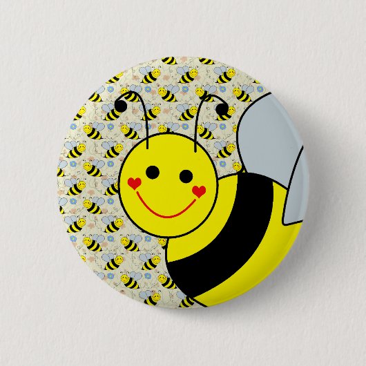 Niedliche Hummel-Biene Button (Vorderseite)