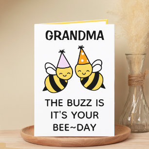 Niedliche Hummel Biene Großmutter Happy Birthday Dankeskarte