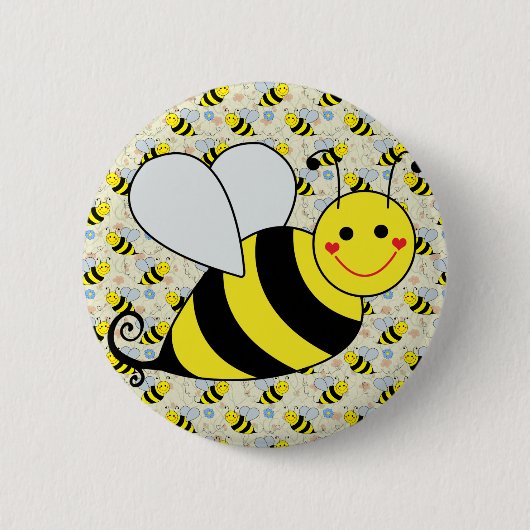 Niedliche Hummel-Biene mit Muster Button (Vorderseite)