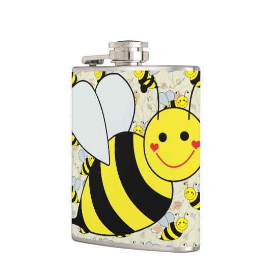 Niedliche Hummel-Biene mit Muster Flachmann (Links)