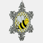 Niedliche Hummel-Biene mit Muster Schneeflocken Zinn-Ornament (Links)