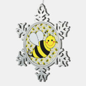Niedliche Hummel-Biene mit Muster Schneeflocken Zinn-Ornament (Rechts)