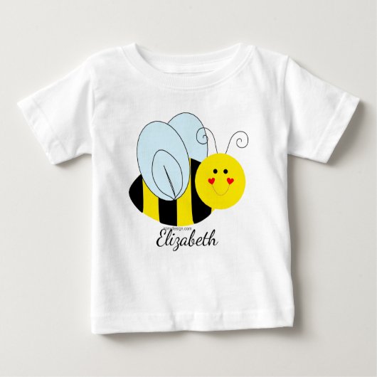 Niedliche Hummel-Biene personalisiert Baby T-shirt (Vorderseite)