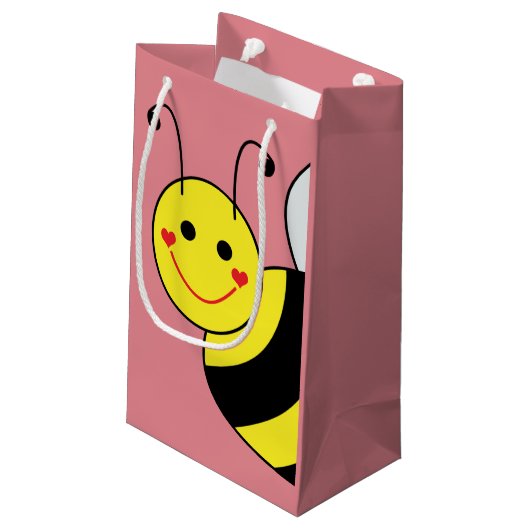 Niedliche Hummel-Biene personalisiert Kleine Geschenktüte (Rückseite Schrägansicht)