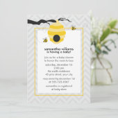 Niedliche Hummel-Bienen-Baby-Dusche Einladung (Stehend Vorderseite)