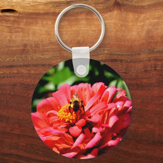 Niedliche Hummel in Rosa Schlüsselanhänger (Vorderseite)