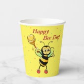 Niedliche Hummel mit Herz & Konfetti Geburtstag Pappbecher (Rückseite)
