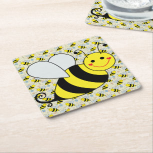 Niedliche Hummel mit Muster Rechteckiger Pappuntersetzer