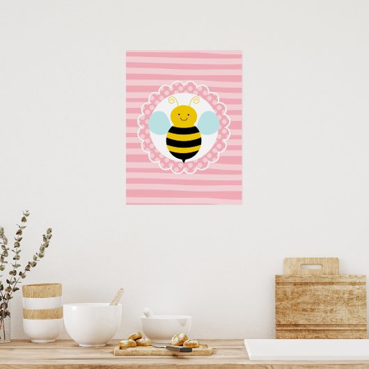 Niedliche Hummel - rosa Gelb Poster (Küche)