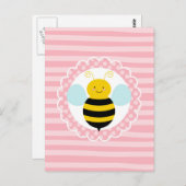 Niedliche Hummel - rosa Gelb Postkarte (Vorne/Hinten)