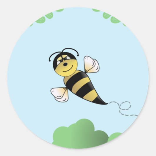 Niedliche Hummel Runder Aufkleber (Vorderseite)