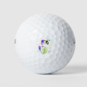 Niedliche Hummel und Blume Aquarell Golfball