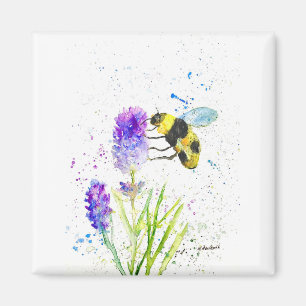 Niedliche Hummel und Blume Aquarell Magnet