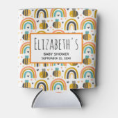 Niedliche Hummel und Regenbogen Muster Babydusche Dosenkühler (Vorderseite)