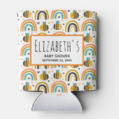 Niedliche Hummel und Regenbogen Muster Babydusche Dosenkühler (Rückseite)